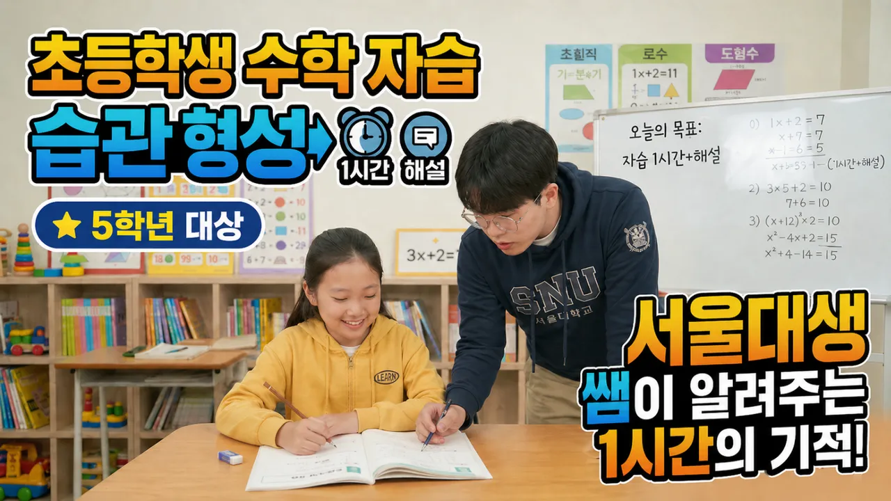 [초5] 서울대생 선생님과 함께하는 수학 자습 습관 레벨업! (5명 소수정예)