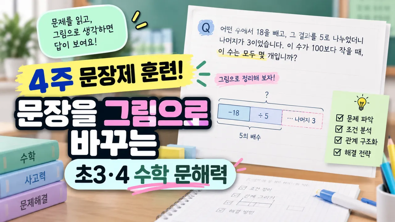4주 문장제 훈련! 문장을 그림으로 바꾸는 초3·4 수학 문해력