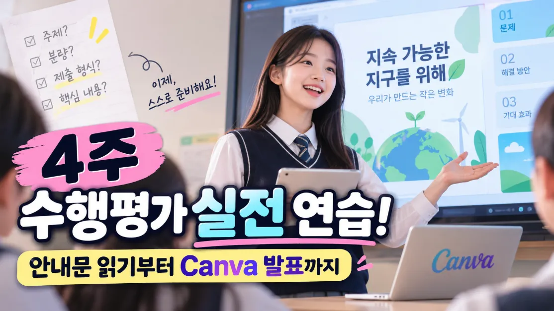 4주 수행평가 실전 연습! 안내문 읽기부터 Canva 발표까지