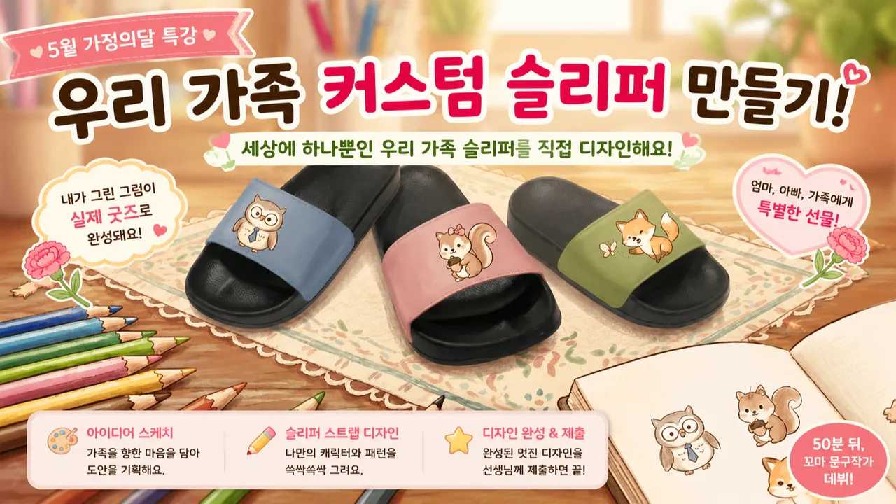 [5월 한정] 내가 그린 그림이 진짜 신발로? 우리 가족 커스텀 슬리퍼 만들기!