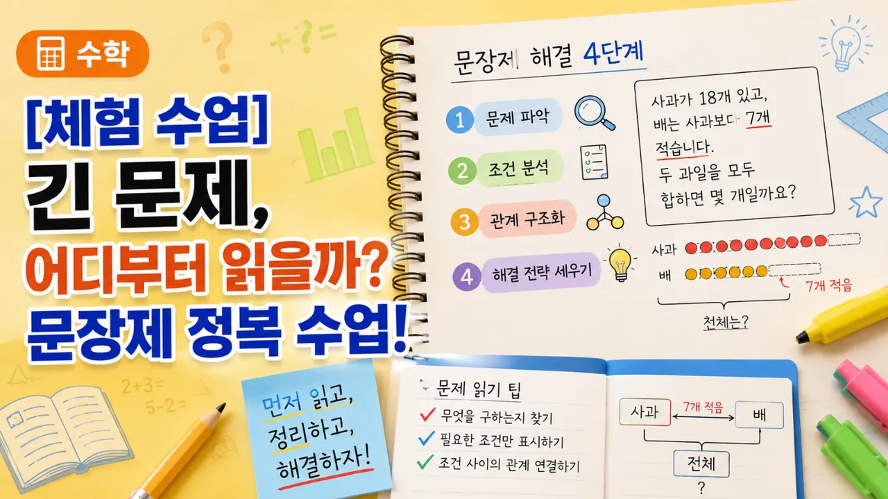 [체험수업] 긴 문제, 어디부터 읽을까? 문장제 정복 수업!