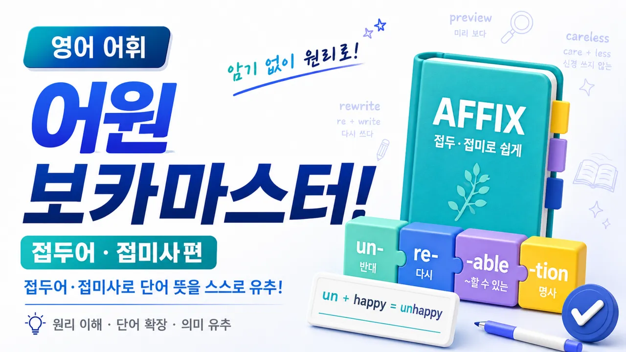 [1:1 예비고연계] 어원 Vocabulary 심화(1) 접두어와 접미사편(레벨테스트 무상제공)