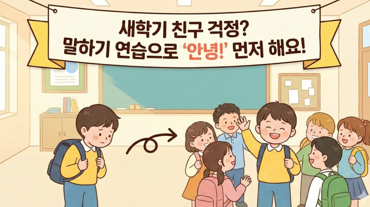 새학기에 먼저 친구에게 인사해요! 친구 사귀기가 어려운 아이를 위한 말하기 연습 수업