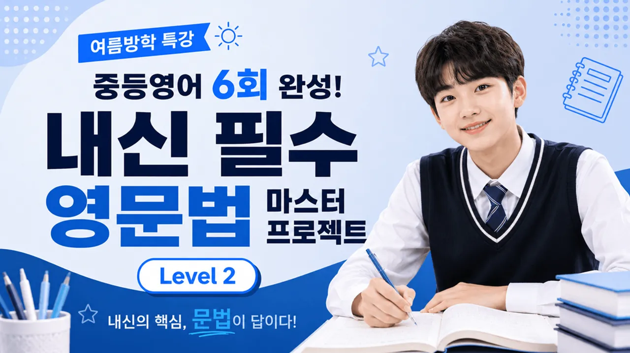 [여름방학 특강] 중등 영어 6회 완성! 내신 필수 영문법 마스터 프로젝트 [Level 2]