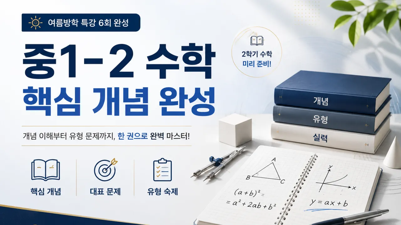 [여름방학 특강] 중1-2 수학 개념 마스터 + 유형훈련 6회