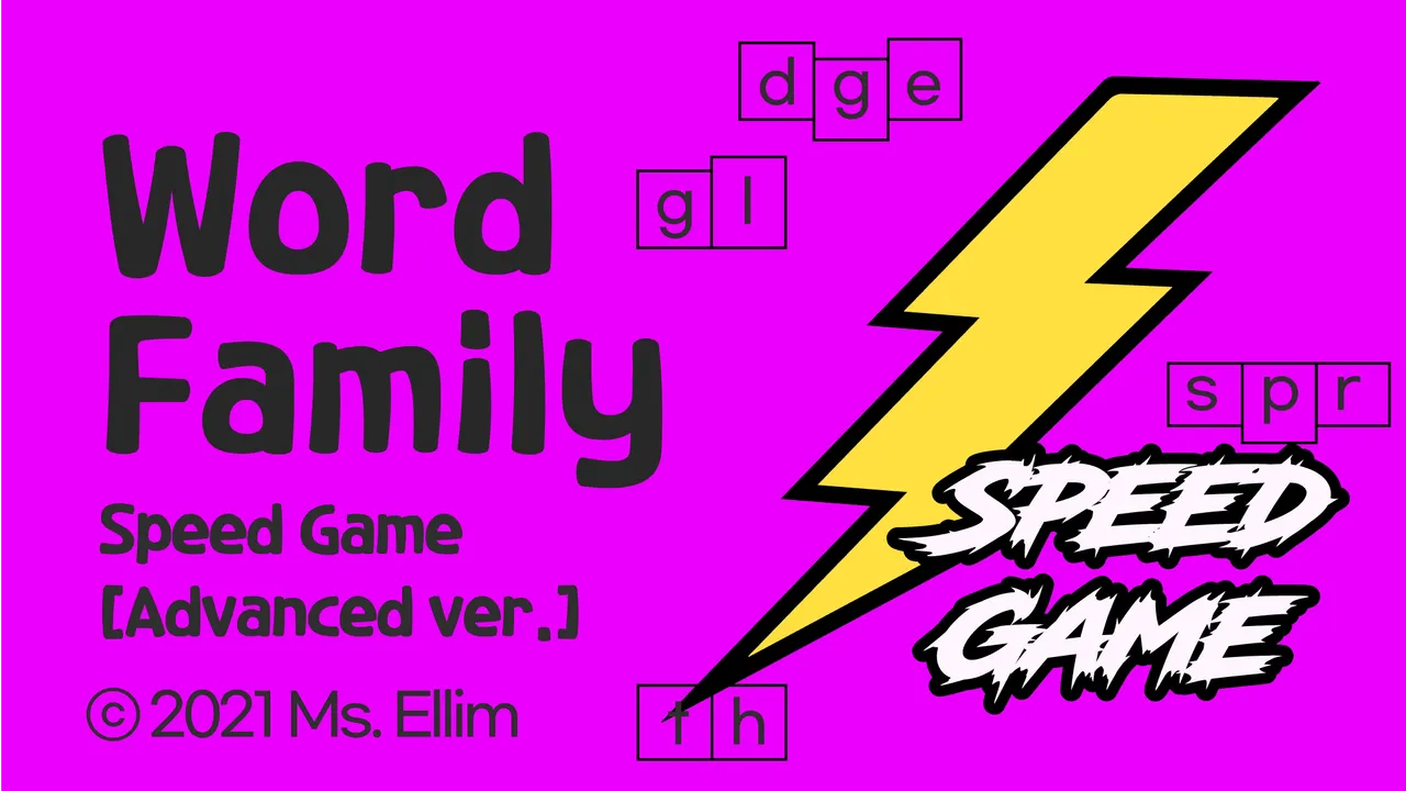 Word family speed game : advanced