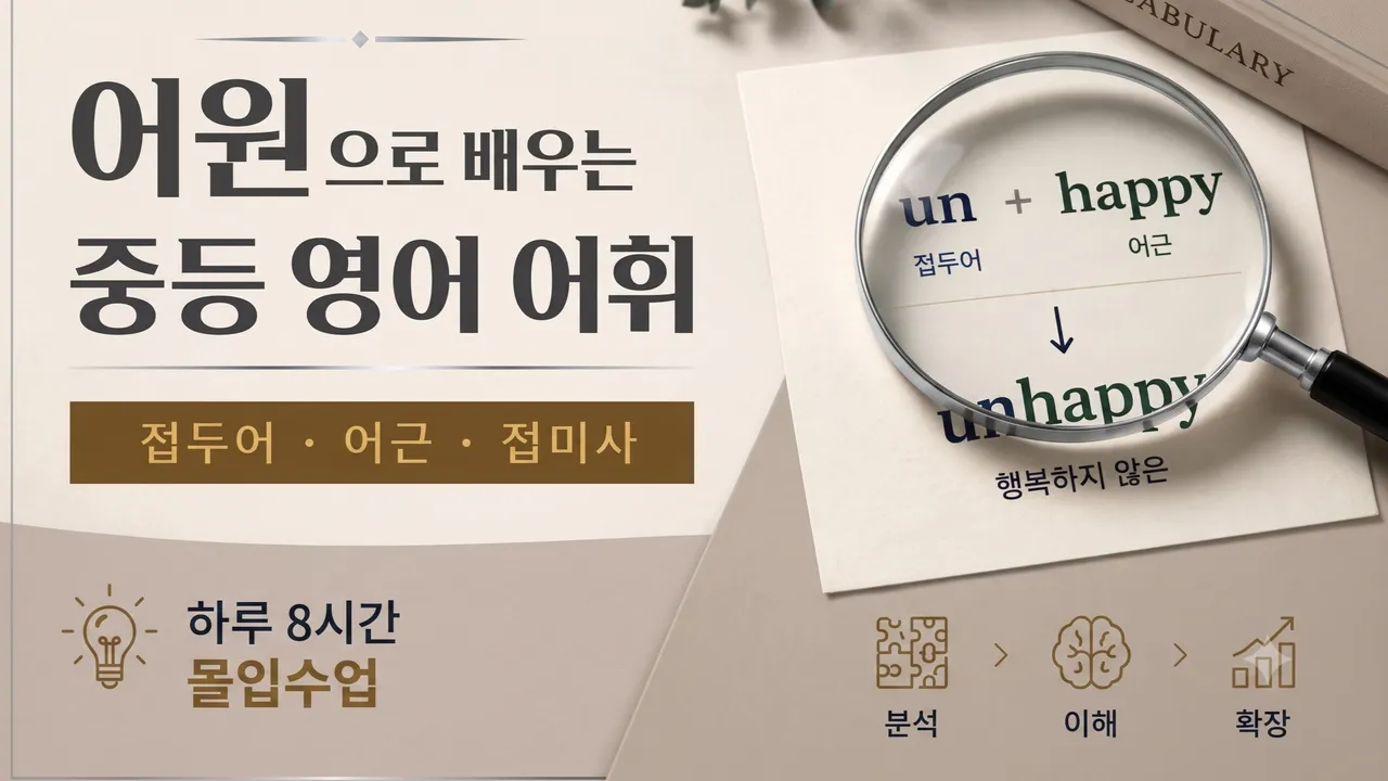 [하루 8시간 몰입수업] 어원 Vocabulary(기본편) 접두어+어근+접미사(레벨테스트 무상제공) feat 클래스카드