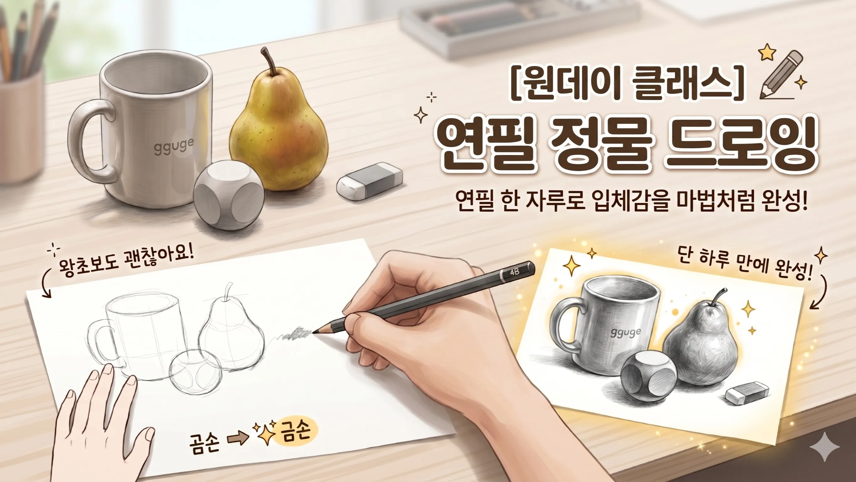 [원데이 클래스] 연필만 있으면 되는 왕초보 드로잉, 정물편