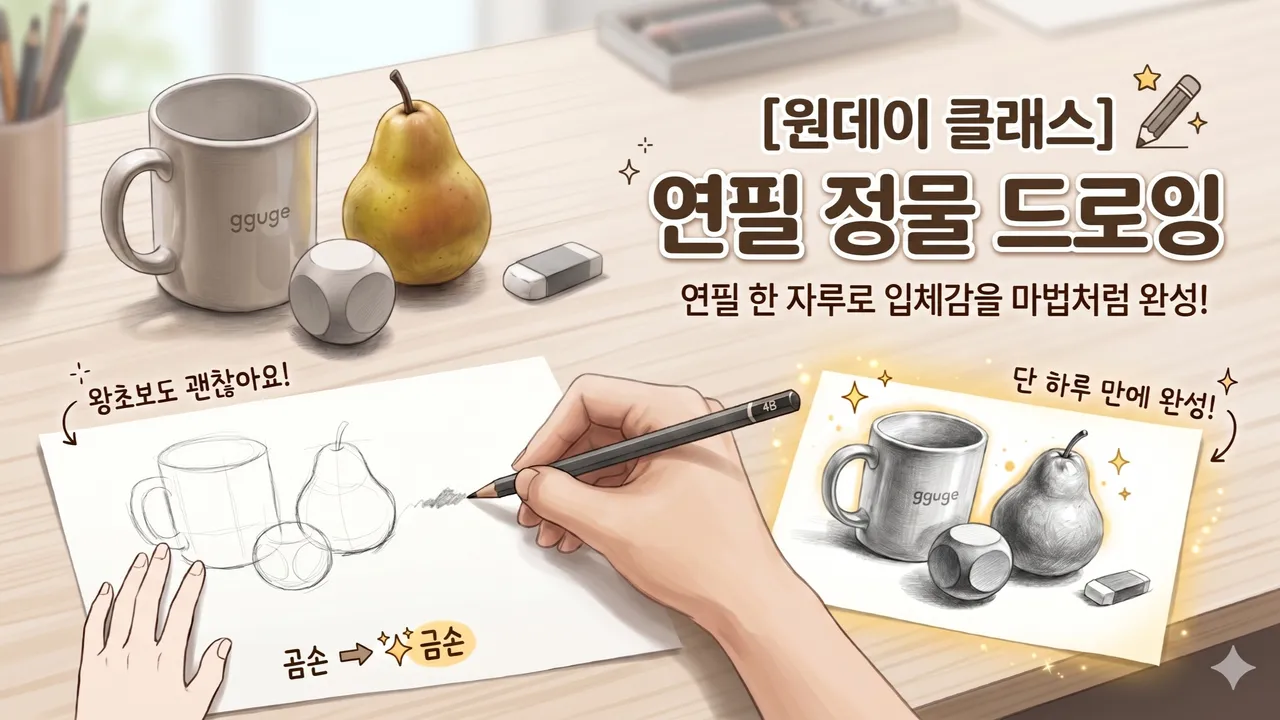 [원데이 클래스] 연필만 있으면 되는 왕초보 드로잉, 정물편