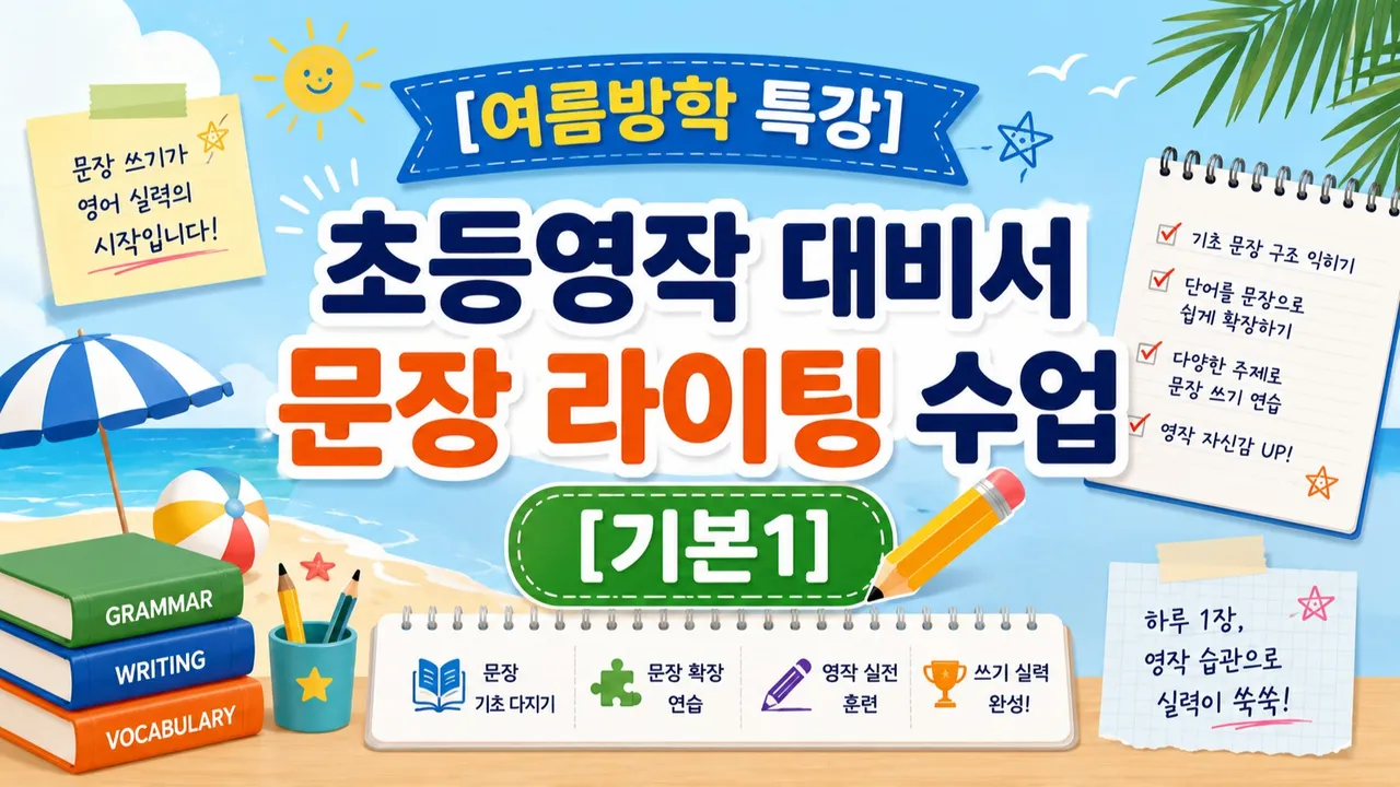 [여름방학 특강] 초등영작 대비서 문장 라이팅 수업 [기본1]