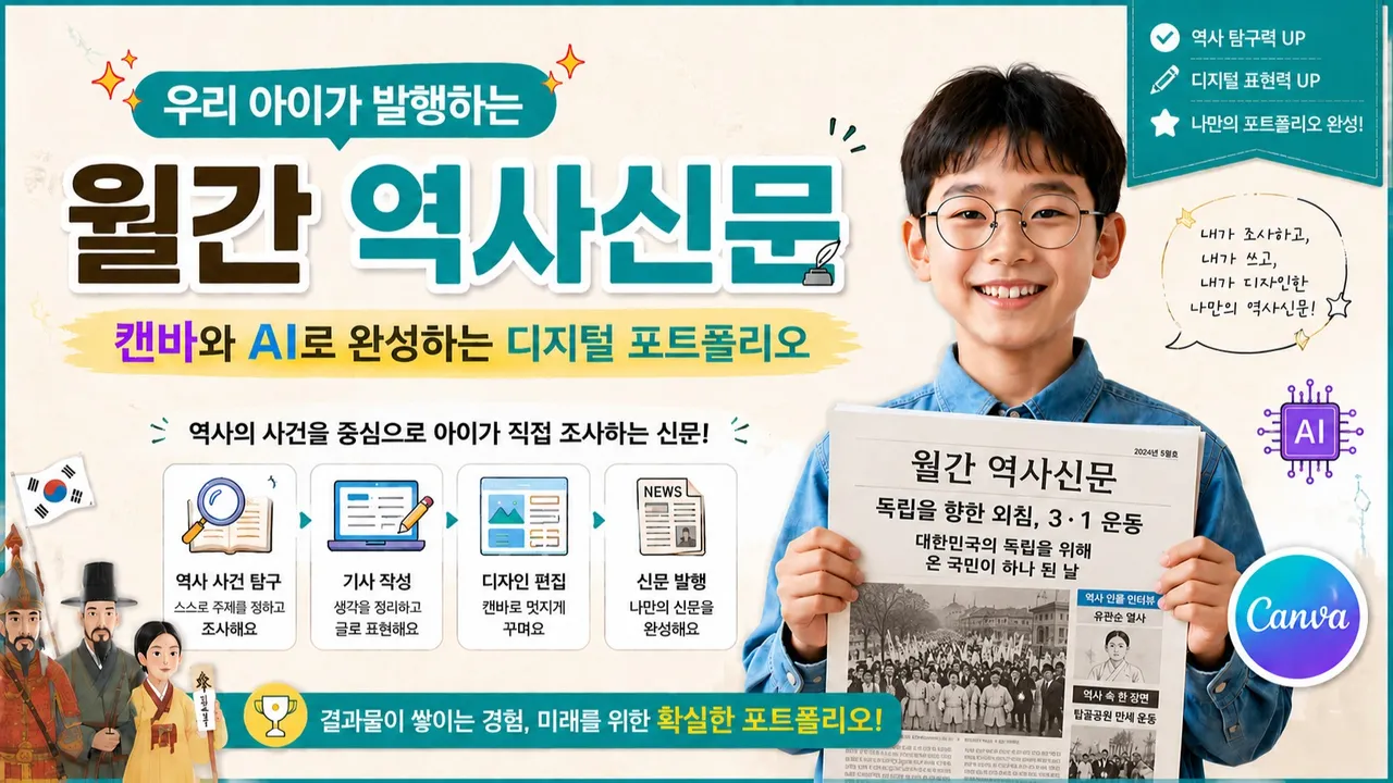 우리 아이가 발행하는 월간 역사신문 : [고조선 프로젝트] - 캔바와 AI로 완성하는 역사 탐구