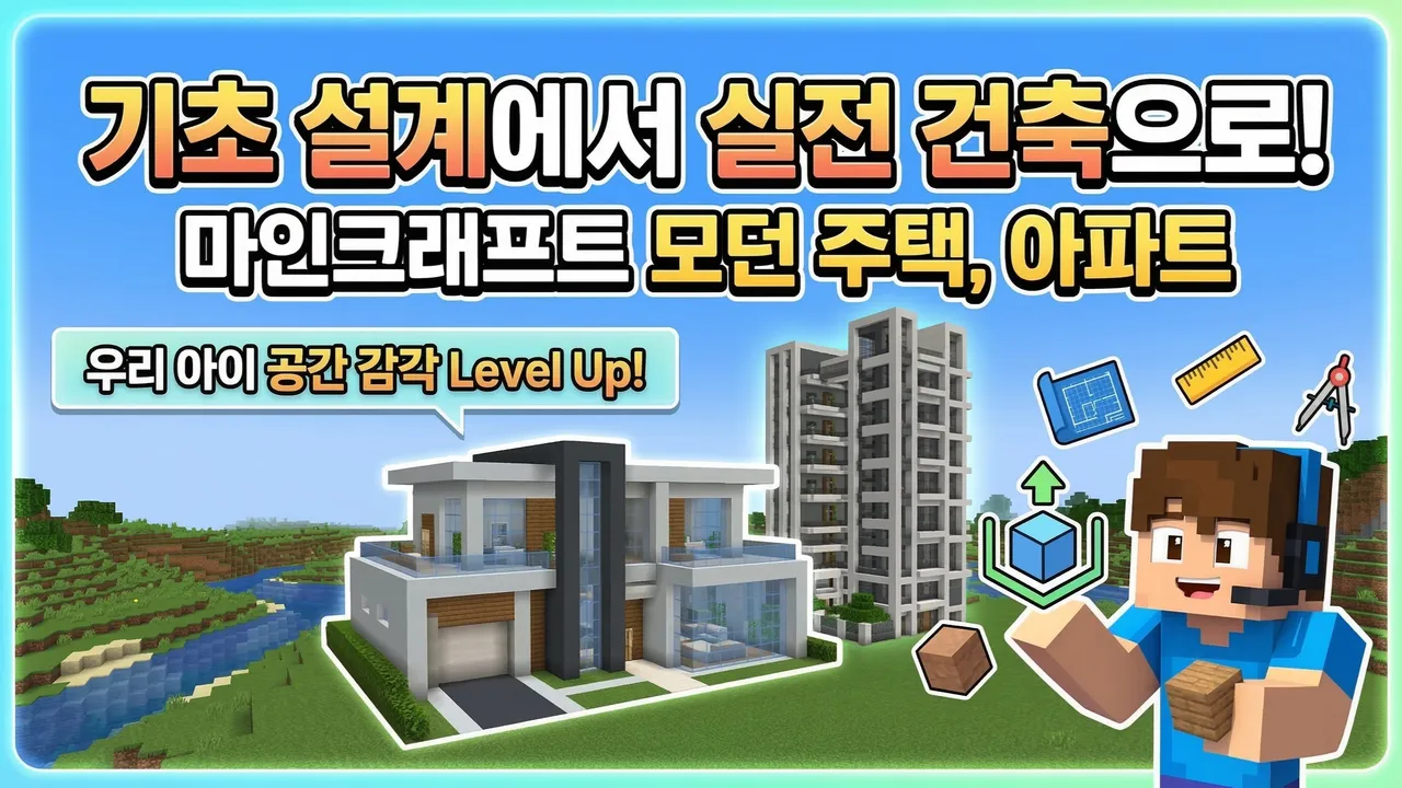 [New] 2탄) 평면에서 입체로! 입체적 사고력을 기르는 마인크래프트 모던 하우스, 아파트 만들어보기!