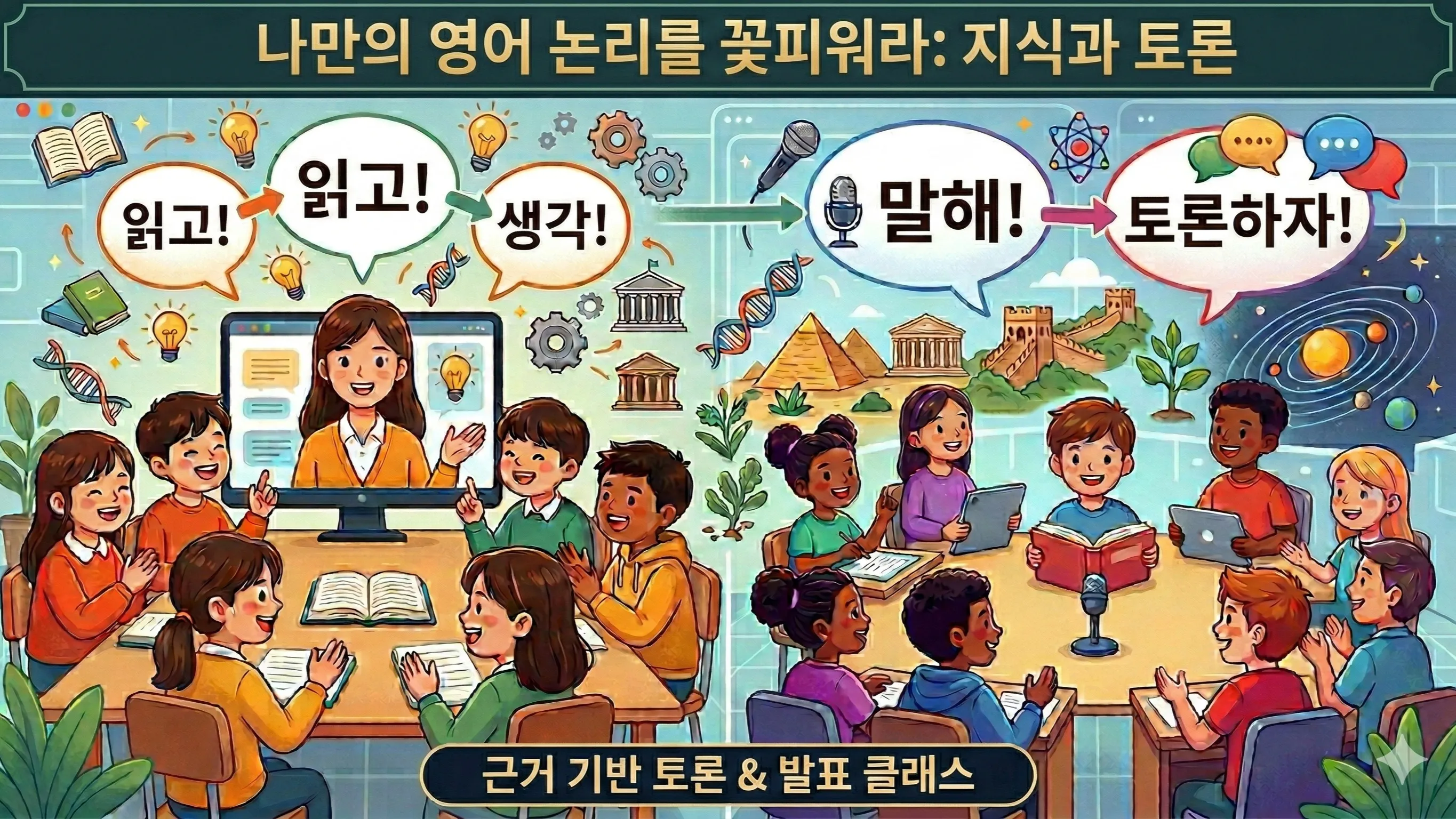 [초등-미국식] 과학·역사로 영어 논리를 꽃피워라! 50분 완성 디베이팅