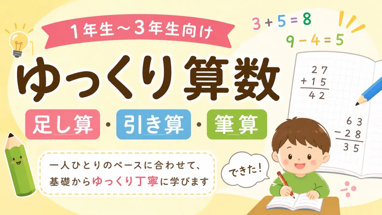ゆっくり算数:たしざん,ひきざん,ひっさん