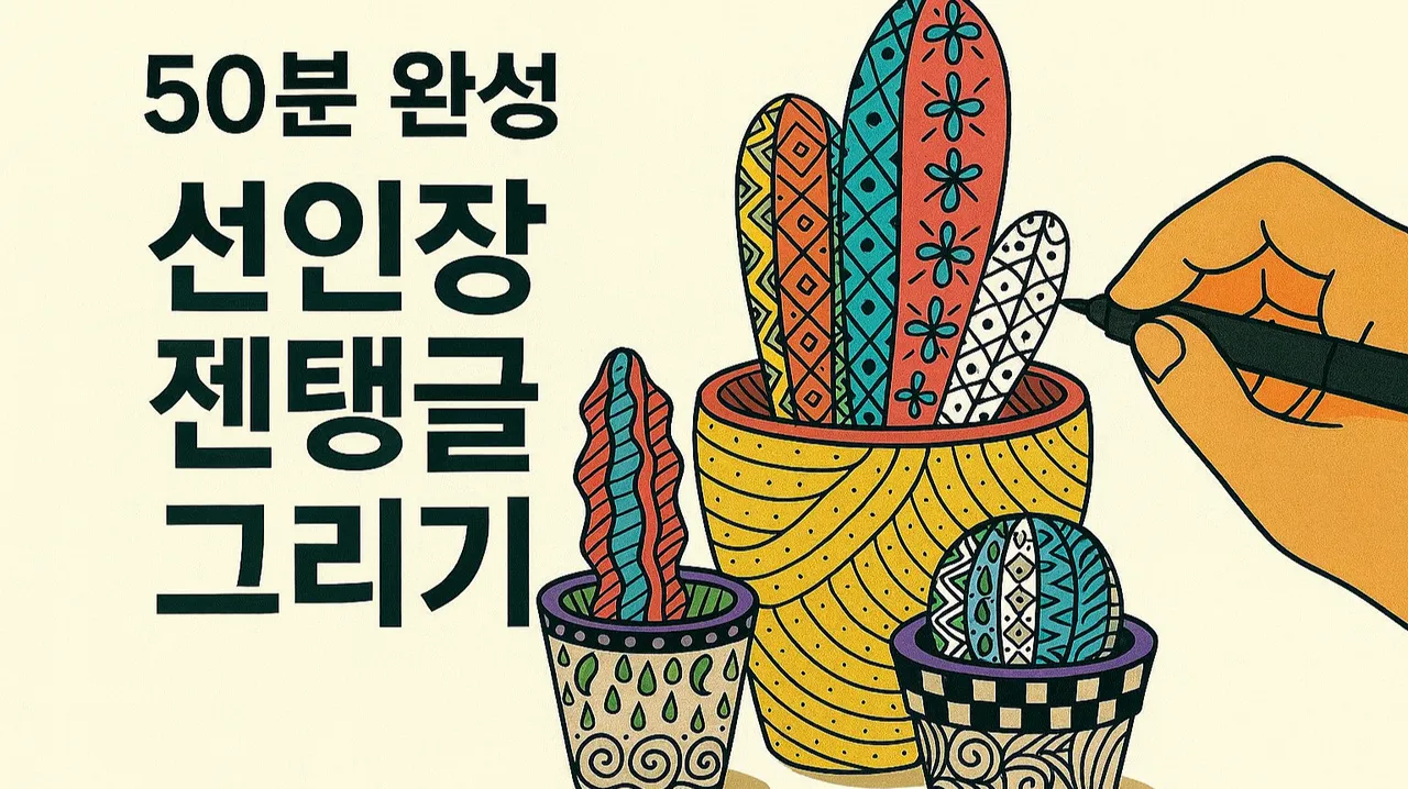 [단 50분] 그림 자신감 되찾는 시간! 선인장 젠탱글 드로잉 클래스