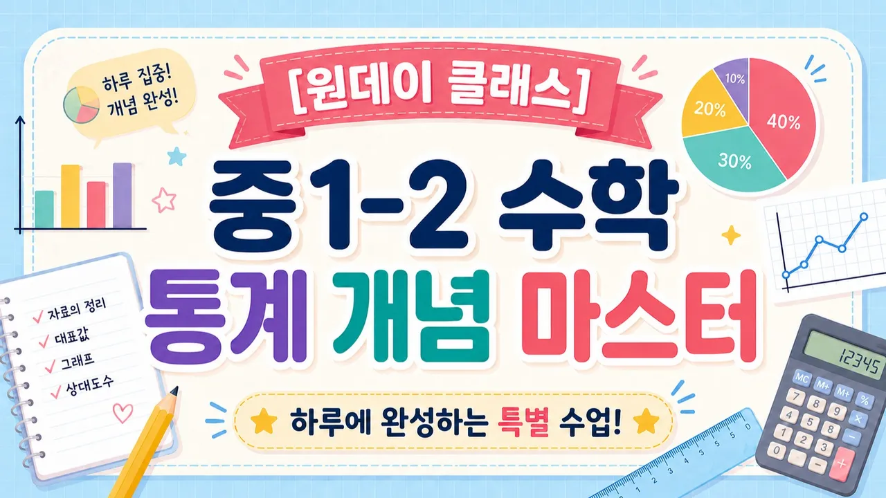 [원데이 클래스] 중 1-2 수학 통계 개념 마스터 (90분)